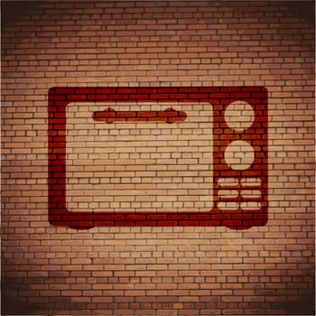 microwave icon. kitchen equipment Flat with abstract background.