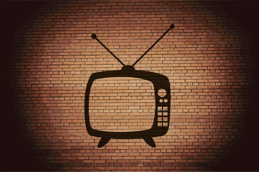 Retro tv. icon Flat with abstract background.