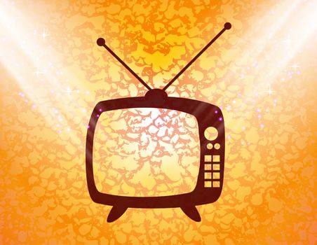 Retro tv. icon Flat with abstract background.