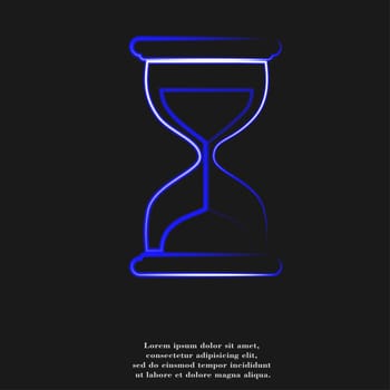 Hourglass time icon flat design with abstract background.