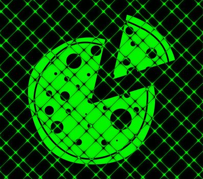 Pizza icon flat design with abstract background.