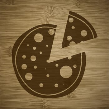 Pizza icon flat design with abstract background.