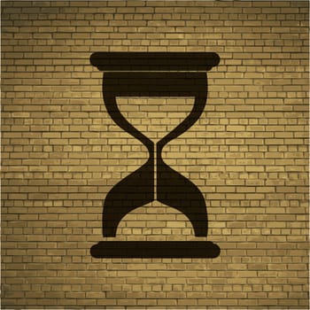 Hourglass time icon flat design with abstract background.