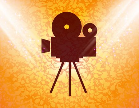 Videocamera icon Flat with abstract background.