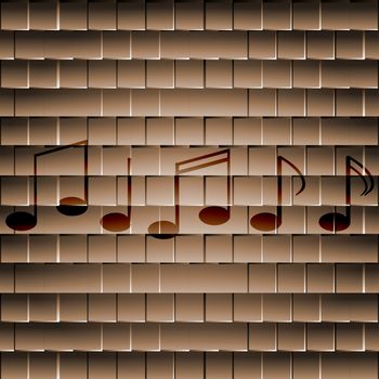 Music notes on staves with abstract background.