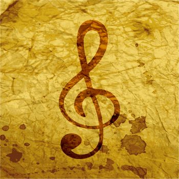 treble clef icon. Flat with abstract background.