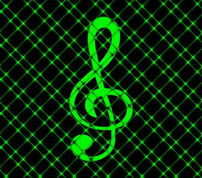 treble clef icon. Flat with abstract background.