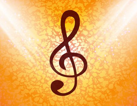 treble clef icon. Flat with abstract background.