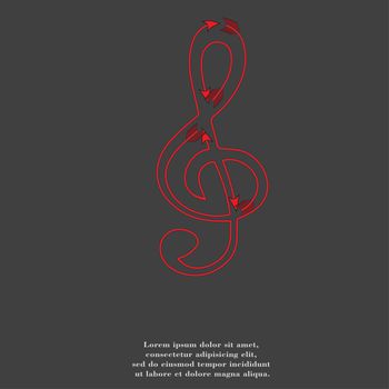 treble clef icon. Flat with abstract background.