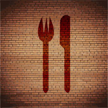 crossed fork over knife icon Flat with abstract background.