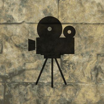 Videocamera icon Flat with abstract background.