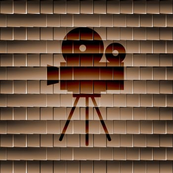 Videocamera icon Flat with abstract background.