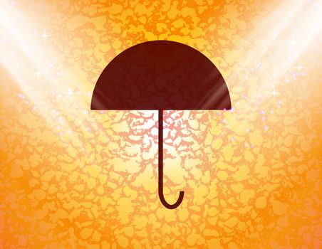 Umbrella icon Flat with abstract background.