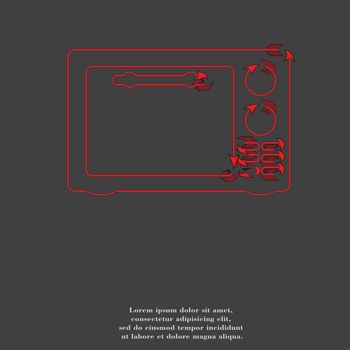 microwave icon. kitchen equipment Flat with abstract background.