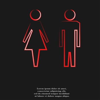 Man and woman icon. Flat with abstract background.