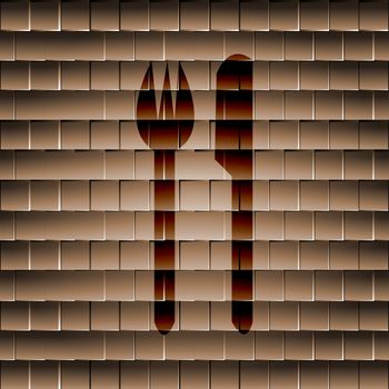 crossed fork over knife icon Flat with abstract background.