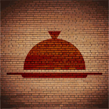 Restaurant cloche icon flat design with abstract background.