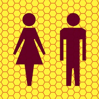 Man and woman icon. Flat with abstract background.