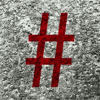 Hashtag Speech icon Flat with abstract background.