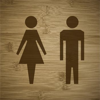 Man and woman icon. Flat with abstract background.