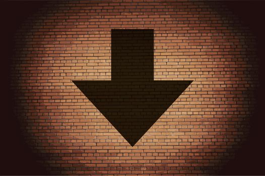 down Arrow icon Flat with abstract background.