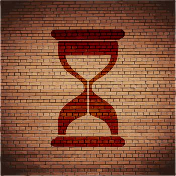 Hourglass time icon flat design with abstract background.