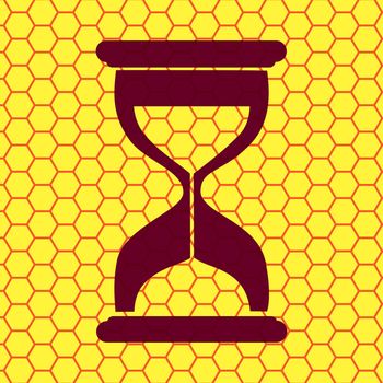 Hourglass time icon flat design with abstract background.