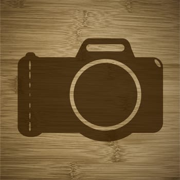 Photo camera icon flat design with abstract background.