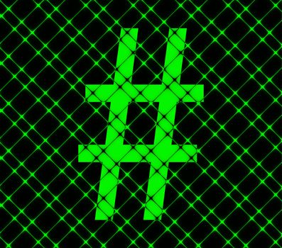 Hashtag Speech icon Flat with abstract background.