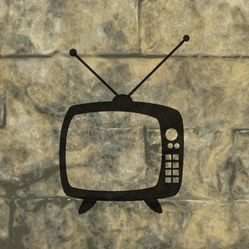 Retro tv. icon Flat with abstract background.