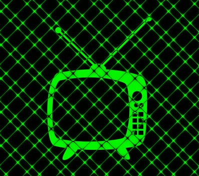 Retro tv. icon Flat with abstract background.