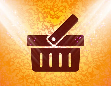 Shopping basket icon Flat with abstract background.