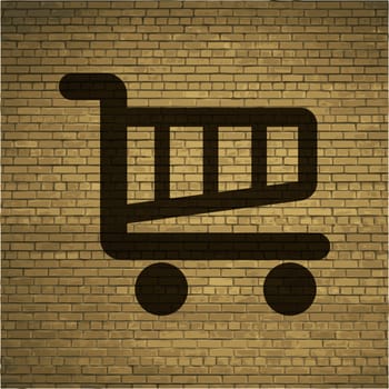 Shopping basket icon Flat with abstract background.