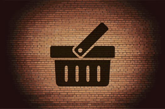 Shopping basket icon Flat with abstract background.