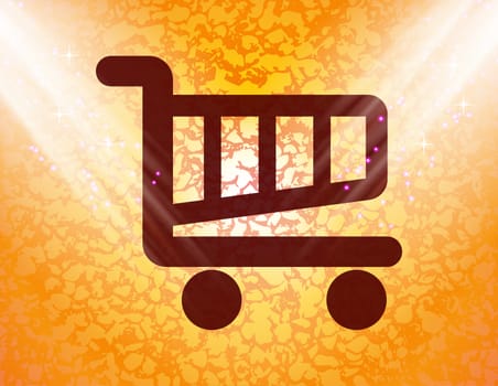 Shopping basket icon Flat with abstract background.