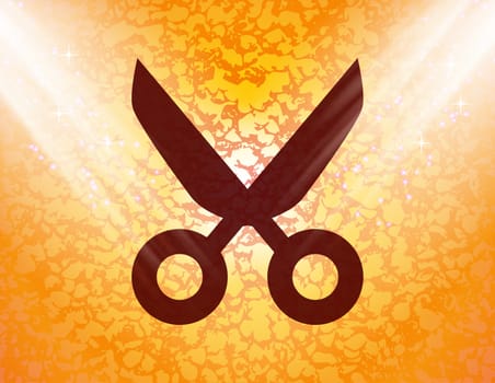 Scissors icon Flat with abstract background.