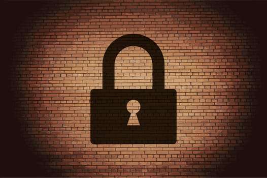 padlock icon flat design with abstract background.