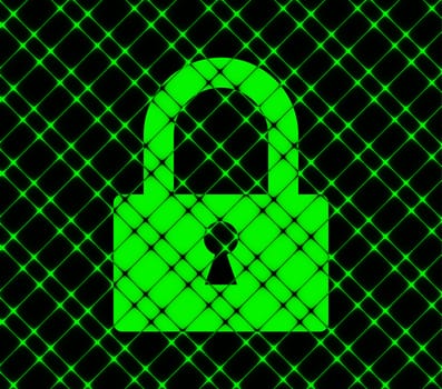 padlock icon flat design with abstract background.