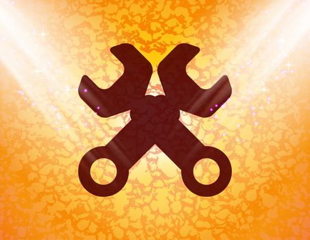 Wrench icon Flat with abstract background.