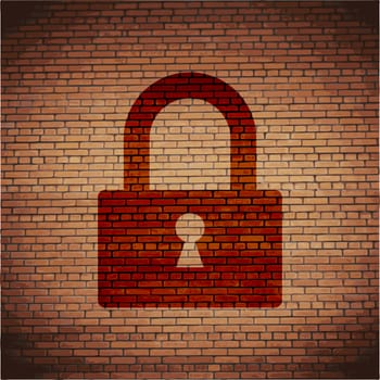 padlock icon flat design with abstract background.