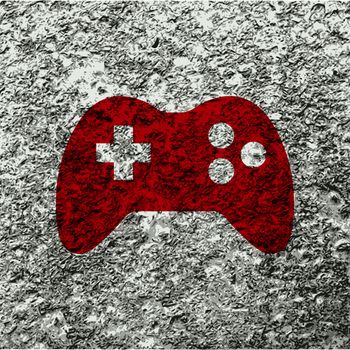 Gaming Joystick icon flat design with abstract background.