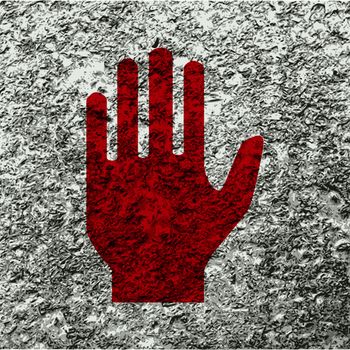 Stop. hand. icon flat design with abstract background.