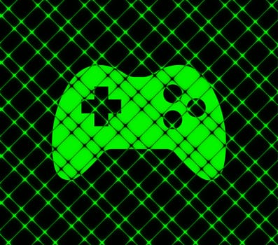 Gaming Joystick icon flat design with abstract background.