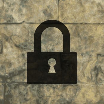 padlock icon flat design with abstract background.