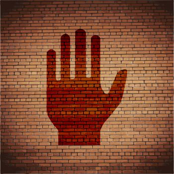 Stop. hand. icon flat design with abstract background.