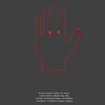 Stop. hand. icon flat design with abstract background.