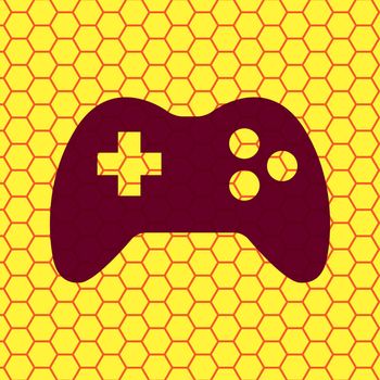 Gaming Joystick icon flat design with abstract background.