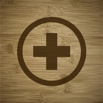 Plus icon flat design with abstract background.