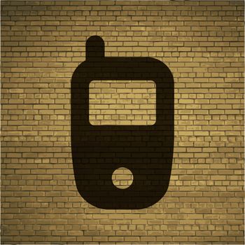 Mobile phone icon flat design with abstract background.
