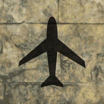 Plane icon flat design with abstract background.